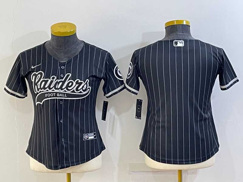 Womens Las Vegas Raiders Black With Patch Cool Base Stitched Baseball Jersey->women nfl jersey->Women Jersey